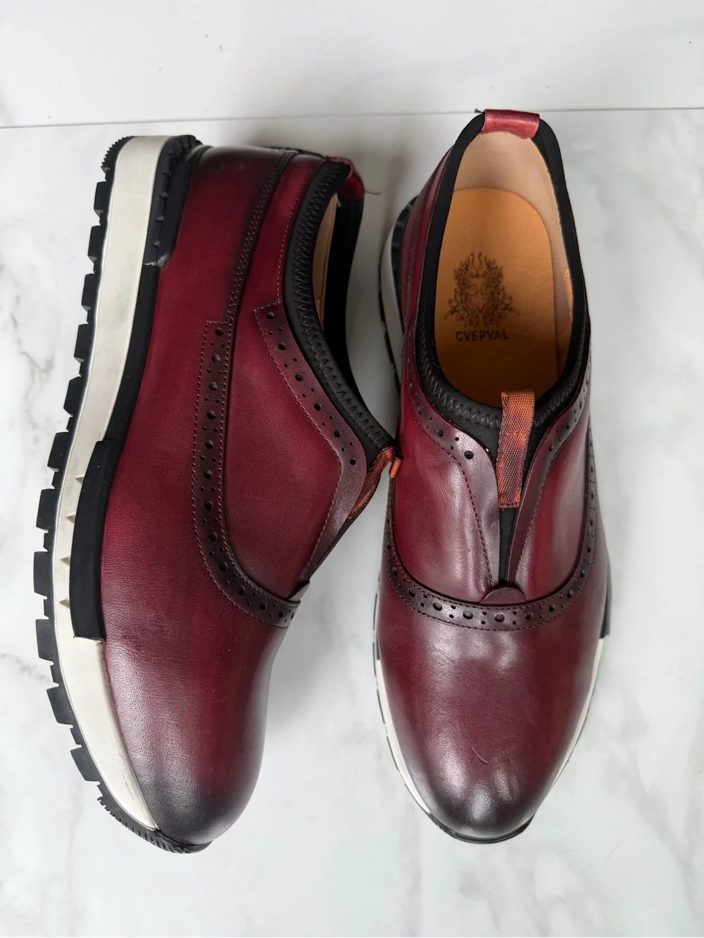 Men's Burgundy Leather Slip-On Loafers
